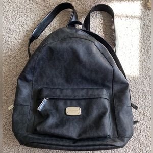 Michael Kors Backpack Black Leather Monogram Pattern